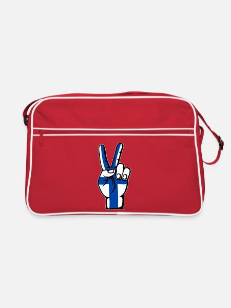 Finnland Flagge Frieden Victory Symbol - Retro Tasche - Rot/Weiß