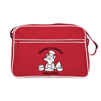 Mental Bake Down – Lustiger Fuchs beim Backen - Retro Tasche - Rot/Weiß - Vorne