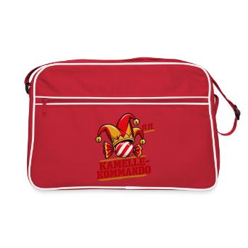 Kamelle-Kommando Karneval-T-Shirt - Retro Tasche - Rot/Weiß - Vorne