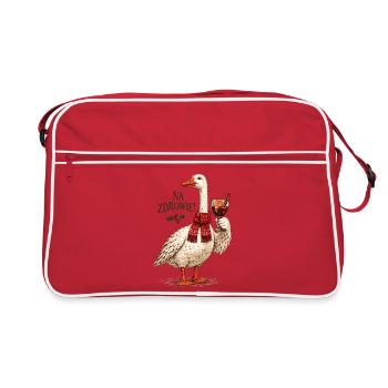 Na Zdrowie polnisches Weihnachtsgans-Design - Retro Tasche - Rot/Weiß - Vorne
