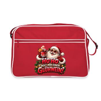 Ho Ho Ho - Glühwein mit Santa - Retro Tasche - Rot/Weiß - Vorne