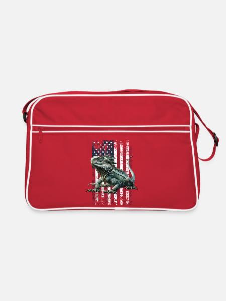 Echse Lizard US - Retro Tasche - Rot/Weiß