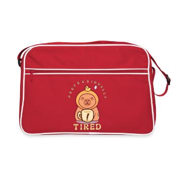 Professionell Müde Capybara Kaffee Bürohumor - Retro Tasche - Rot/Weiß - Vorne