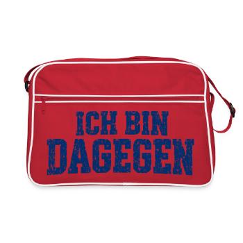 Ich bin dagegen - cooler Spruch - Retro Tasche - Rot/Weiß - Vorne
