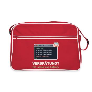 Ping Verzögerung: Latenz Meme - Retro Tasche - Rot/Weiß - Vorne