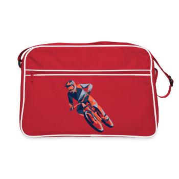 eometrische Origami-Mountainbiker-Polygonkunst - Retro Tasche - Rot/Weiß - Vorne