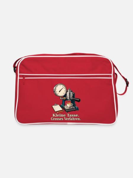 Kleine Tasse. Grosses Verfahren. – Espresso-Prüfst - Retro Tasche - Rot/Weiß