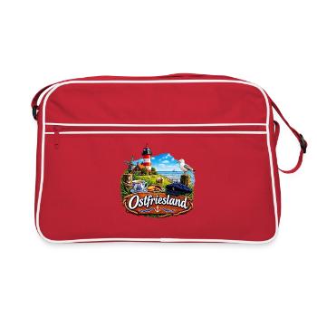 OSTFRIESLAND - Retro Tasche - Rot/Weiß - Vorne