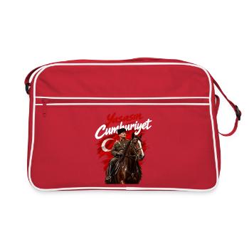 Atatürk Auf Pferd Yaşasın Cumhuriyet Türkei - Retro Tasche - Rot/Weiß - Vorne