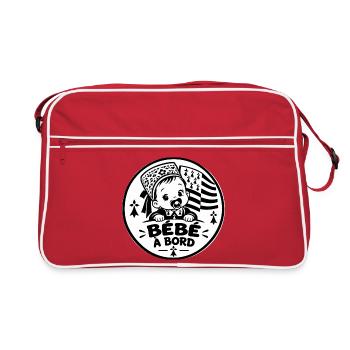 Baby an Bord der Breton Flag Brittany Geburt - Retro Tasche - Rot/Weiß - Vorne