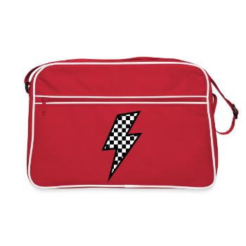 Karierte Blitzform Zacken - Retro Tasche - Rot/Weiß - Vorne