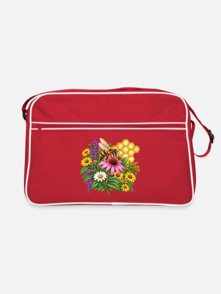 Bienengarten Blütenpracht - Retro Tasche - Rot/Weiß