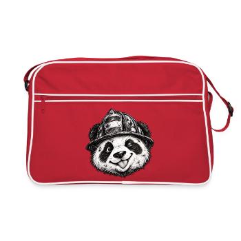Lustiger Panda-Feuerwehrhelm Panda-Liebhaber-Humor - Retro Tasche - Rot/Weiß - Vorne