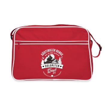 Südtiroler Berge Mei Is Des Schian Dolomiten - Retro Tasche - Rot/Weiß - Vorne