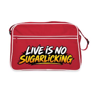 Live is No Sugarlicking - Retro Tasche - Rot/Weiß - Vorne