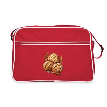 Brotkunst: Sauerteig und Kruste - Retro Tasche - Rot/Weiß - Vorne