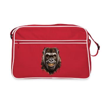 Gorilla mit goldenem Lächeln – Urbaner Stil - Retro Tasche - Rot/Weiß - Vorne