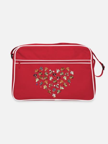 ponys-weihnachten-herz-vektor - Retro Tasche - Rot/Weiß