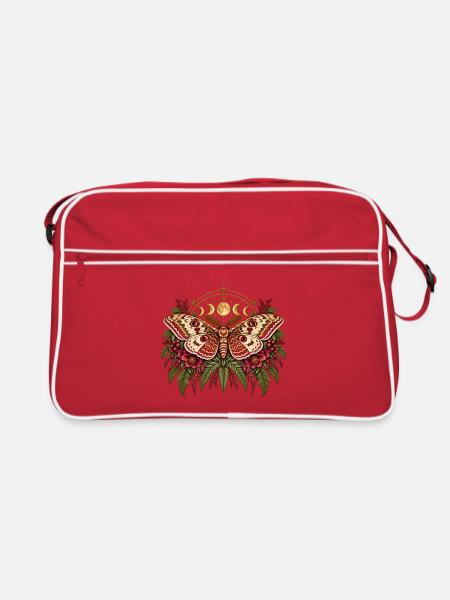 Mondmotte im Blütenkranz - Retro Tasche - Rot/Weiß