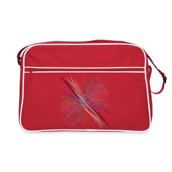 Farbwirbel Spirale auf Schwarz - Retro Tasche - Rot/Weiß - Vorne