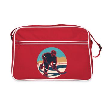 Eishockeyspieler Grafik - Retro Tasche - Rot/Weiß - Vorne