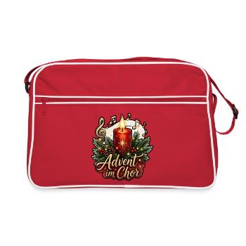 Advent Im Chor Kerze Tanne Musik Noten Weihnachten - Retro Tasche - Rot/Weiß - Vorne