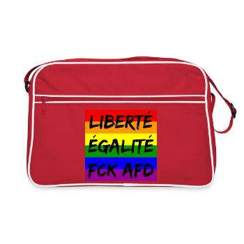 LIBERTÉ ÉGALITÉ FCK AFD REGENBOGEN FCK NZS, NO NZS - Retro Tasche - Rot/Weiß - Vorne