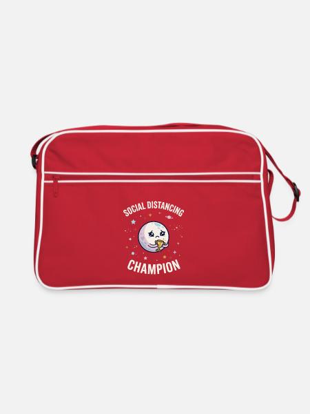 Social Distancing Champion Mond - Retro Tasche - Rot/Weiß