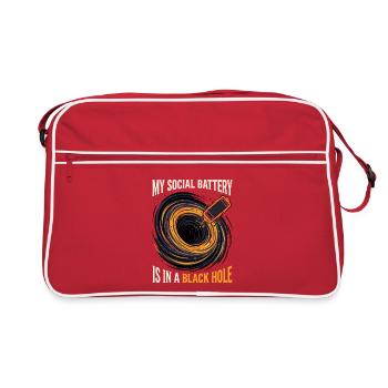 Meine Sociale Batterie Im Schwarzen Loch - Retro Tasche - Rot/Weiß - Vorne