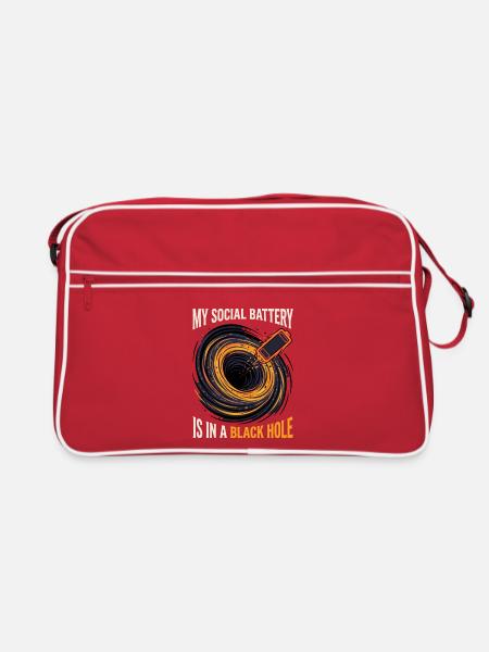 Meine Sociale Batterie Im Schwarzen Loch - Retro Tasche - Rot/Weiß