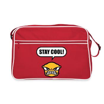 Stay Cool! (Ruhe Bewahren! / Lustig / POS 3C Gold) - Retro Tasche - Rot/Weiß - Vorne