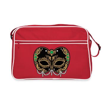 Goldene Schwarze Maske mit Perlen - Retro Tasche - Rot/Weiß - Vorne