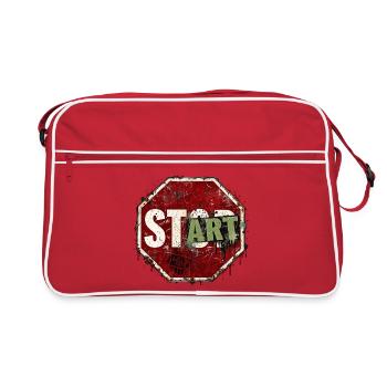 START statt STOP – Motivation Graffiti Streetwear - Retro Tasche - Rot/Weiß - Vorne