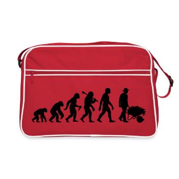 Gärtner Evolution Gärtnern Gärtnerei Gartenarbeit - Retro Tasche - Rot/Weiß - Vorne