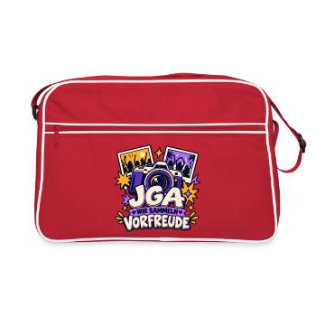 JGA – Wir sammeln Vorfreude - Retro Tasche - Rot/Weiß - Vorne