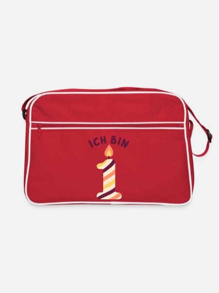 1. Geburtstag - Ich bin eins - Retro Tasche - Rot/Weiß