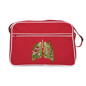 Blütendes Lungenbild - Retro Tasche - Rot/Weiß - Vorne