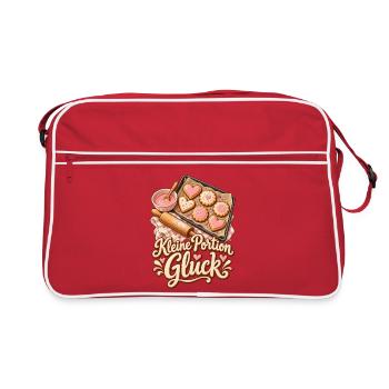 Backen Shirt mit Keksen und Kleine Portion Glück - Retro Tasche - Rot/Weiß - Vorne