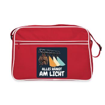 Alles hängt am Licht – Lichttechniker - Retro Tasche - Rot/Weiß - Vorne