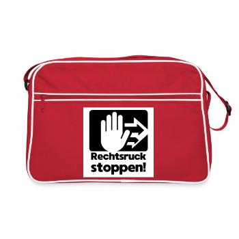 Rechtsruck stoppen Handzeichen - Retro Tasche - Rot/Weiß - Vorne
