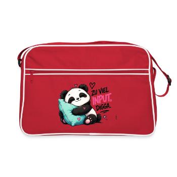 Zu viel Input Digga Panda - Retro Tasche - Rot/Weiß - Vorne