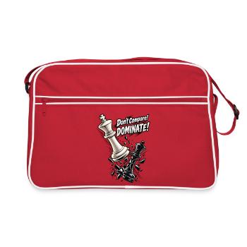 Schach König – Don't Compare Dominate Spruch - Retro Tasche - Rot/Weiß - Vorne