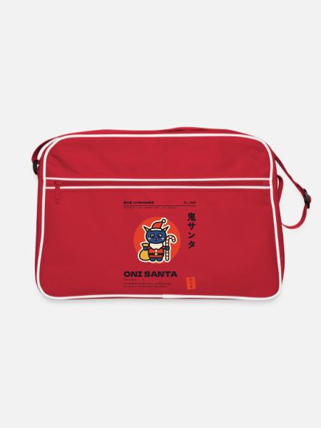 Japanisches Weihnachten Oni - Retro Tasche - Rot/Weiß