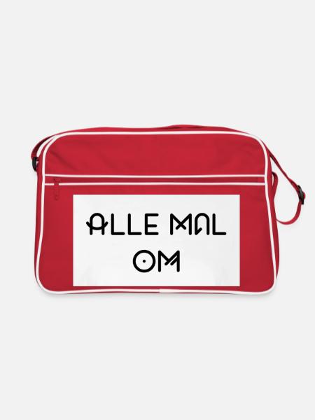 Alle Mal Om – Geometrische Line-Typografie - Retro Tasche - Rot/Weiß