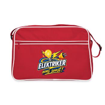 Elektriker Was Sonst Blitz - Retro Tasche - Rot/Weiß - Vorne