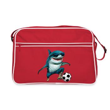 Fussball Hai Fisch - Retro Tasche - Rot/Weiß - Vorne
