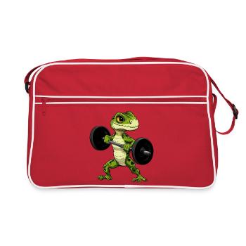 Eidechsen Fitness / Trainer Eidechse - Retro Tasche - Rot/Weiß - Vorne