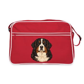 Berner Sennenhund – Treuer Blick - Retro Tasche - Rot/Weiß - Vorne