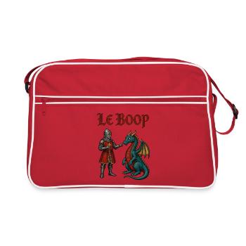Le Boop – Ritter boopt Drachen | Mittelalter Meme - Retro Tasche - Rot/Weiß - Vorne