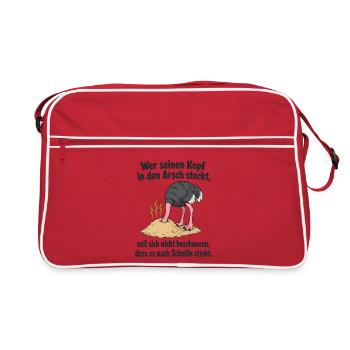 Kopf in Sand steck‘ - Spruch - Retro Tasche - Rot/Weiß - Vorne